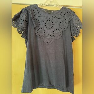 J. Crew Eyelet Lace Women's Top - Navy Blue